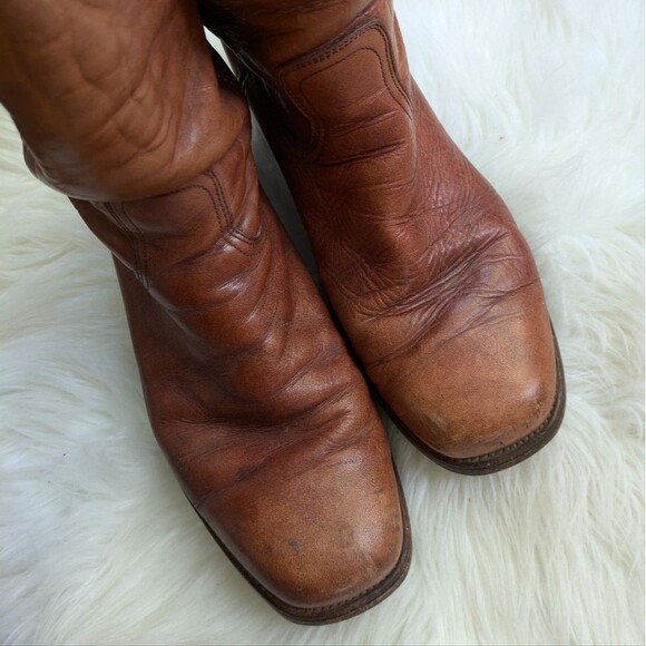 FRYE Men’s Campus Boots rustic square toe tall saddle brown leather (2950) 12 - Picture 6 of 12